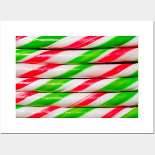 Green and Red Candy Cane Christmas Candies Photograph Posters and Art